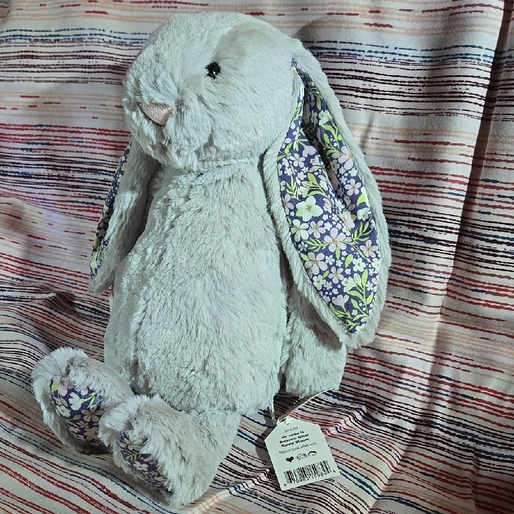 Jellycat Blossom Silver Bunny 'Bloom' With Dust Bag - Picture 2 of 14